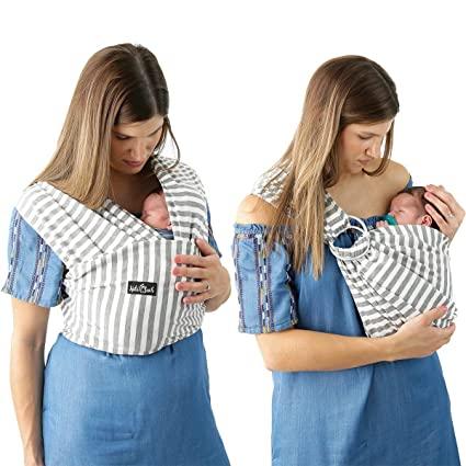 4-in-1 Baby Carrier Wrap and Baby Sling Carrier Soft & Comfortable - Gray and White